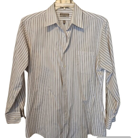 Van Heusen Fitted Men`s Striped Button down Collar Dress Shirt L - Picture 1 of 3